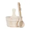 4L Sauna Bucket and Ladle Accessory, Wooden Barrel with Liner for , 3