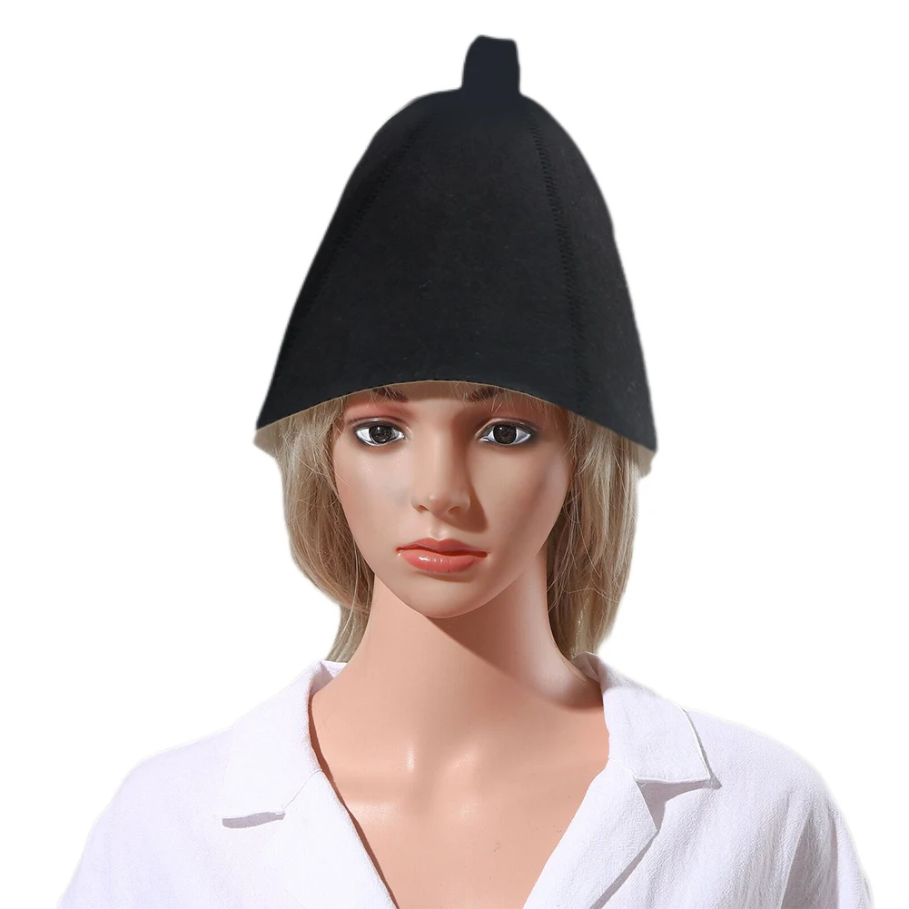 Thicken Wool Felt Sauna Hat Black Hair Protection Spa Sauna Accs For Bath Protection Sweat Steam Waterproof Handmade Felt 1PCS sauna hats