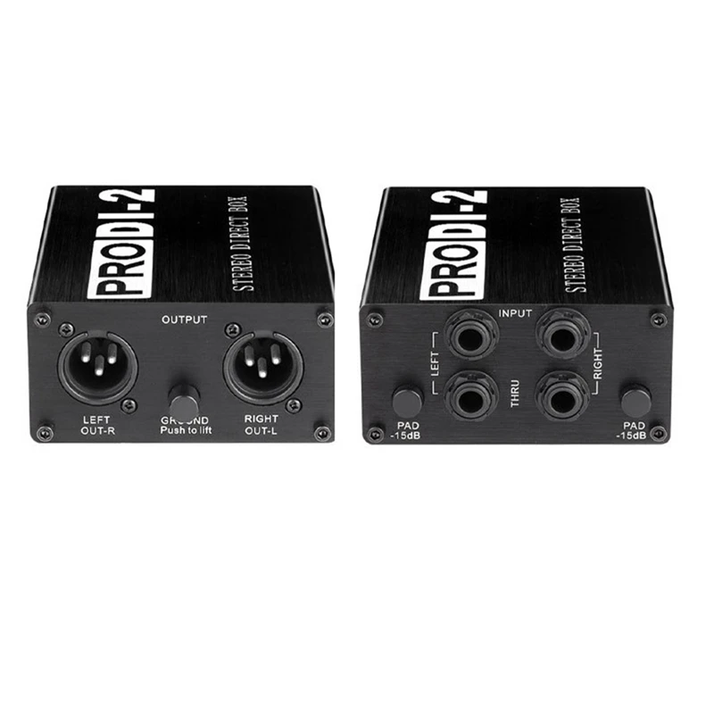 Prodi-2 Passive Stereo Direct Box Audio DI Box Direct Injection Box Low Noise Guitar Bass DI 2 Channel Audio Converter 5