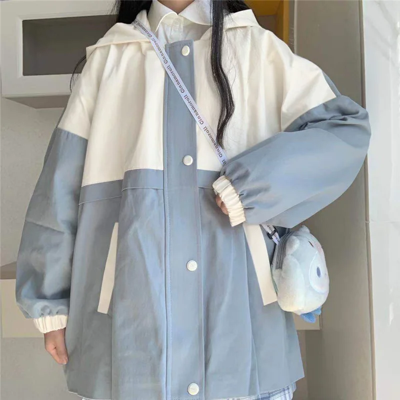 Jackets Women Blue Spring Loose Daily Korean Style 2022 Patchwork Casual Basic Preppy All-match Student Girl Kawaii Sun-proof