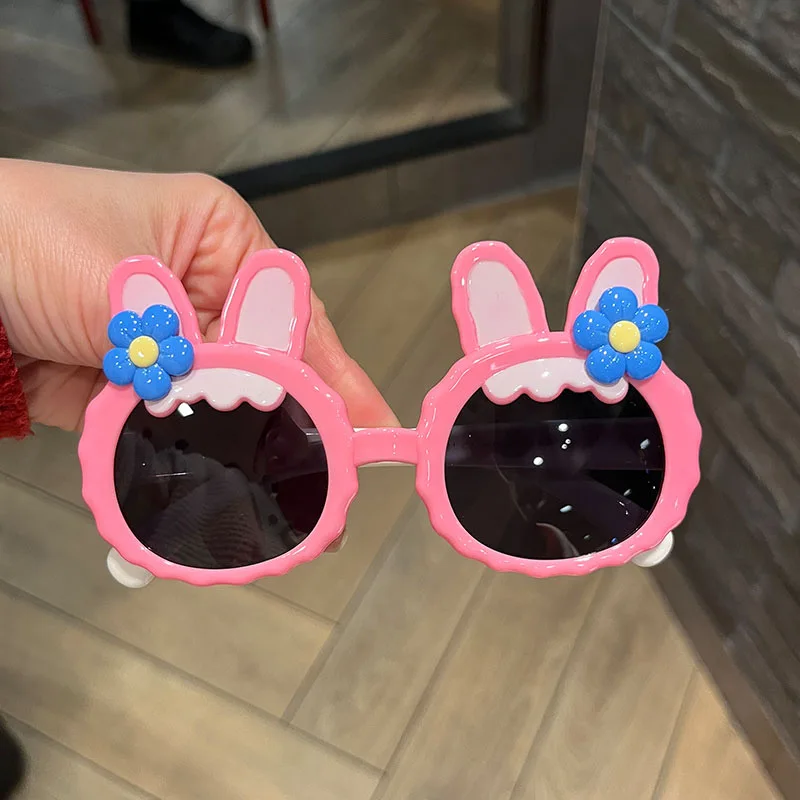 Children Fashion Bow Rabbit Sunglasses Baby Girls Cute Floret Outdoor Sun Protection Sun Glasses Kid Eyewear Photo Prop