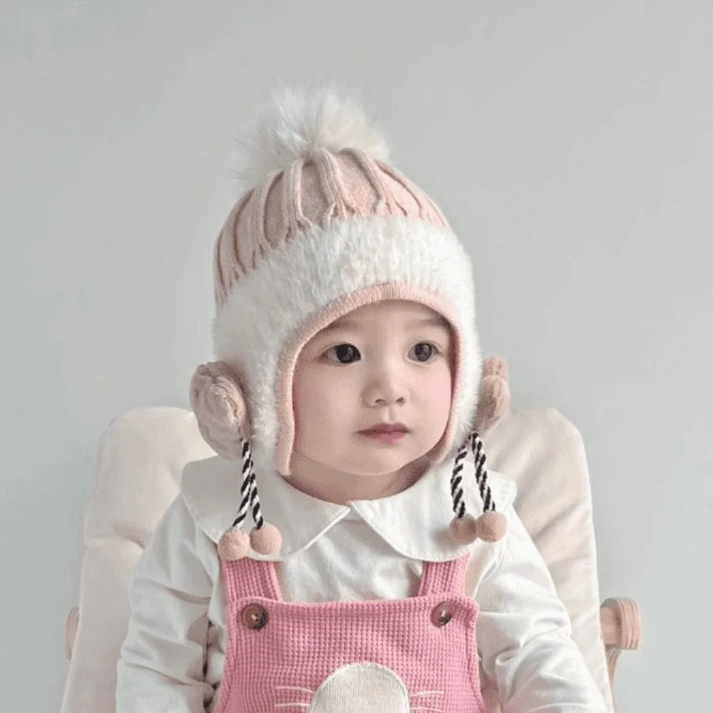 Warm Knitted Bear Hat for Kids Cold Weather