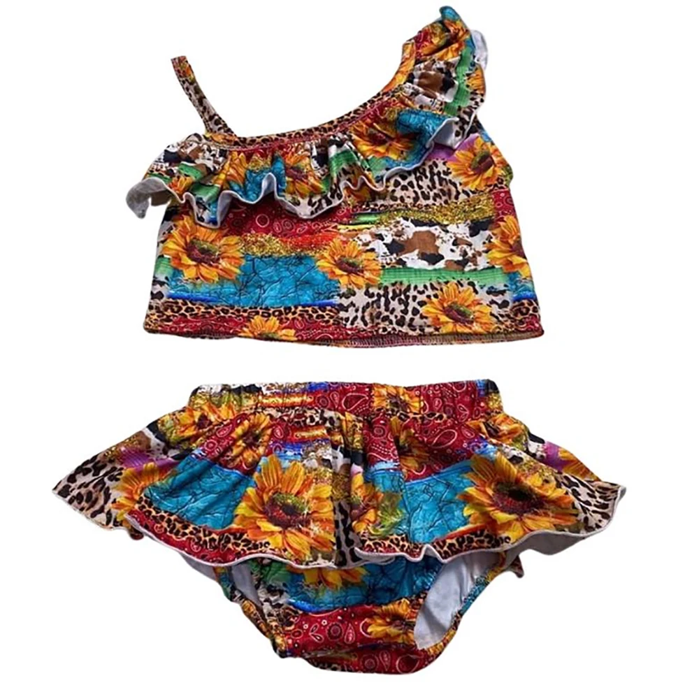 

Hot Sales Kids Cute Swimsuit Two Piece Hot Stamping Children's Swimwear Beachwear Bathing Sui