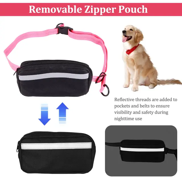 Reflective Dog Running Lead,Hands Free Dog Leash With Removable Waist Bag And Double Handle Leash,Suitable For All Dogs Breeds 3