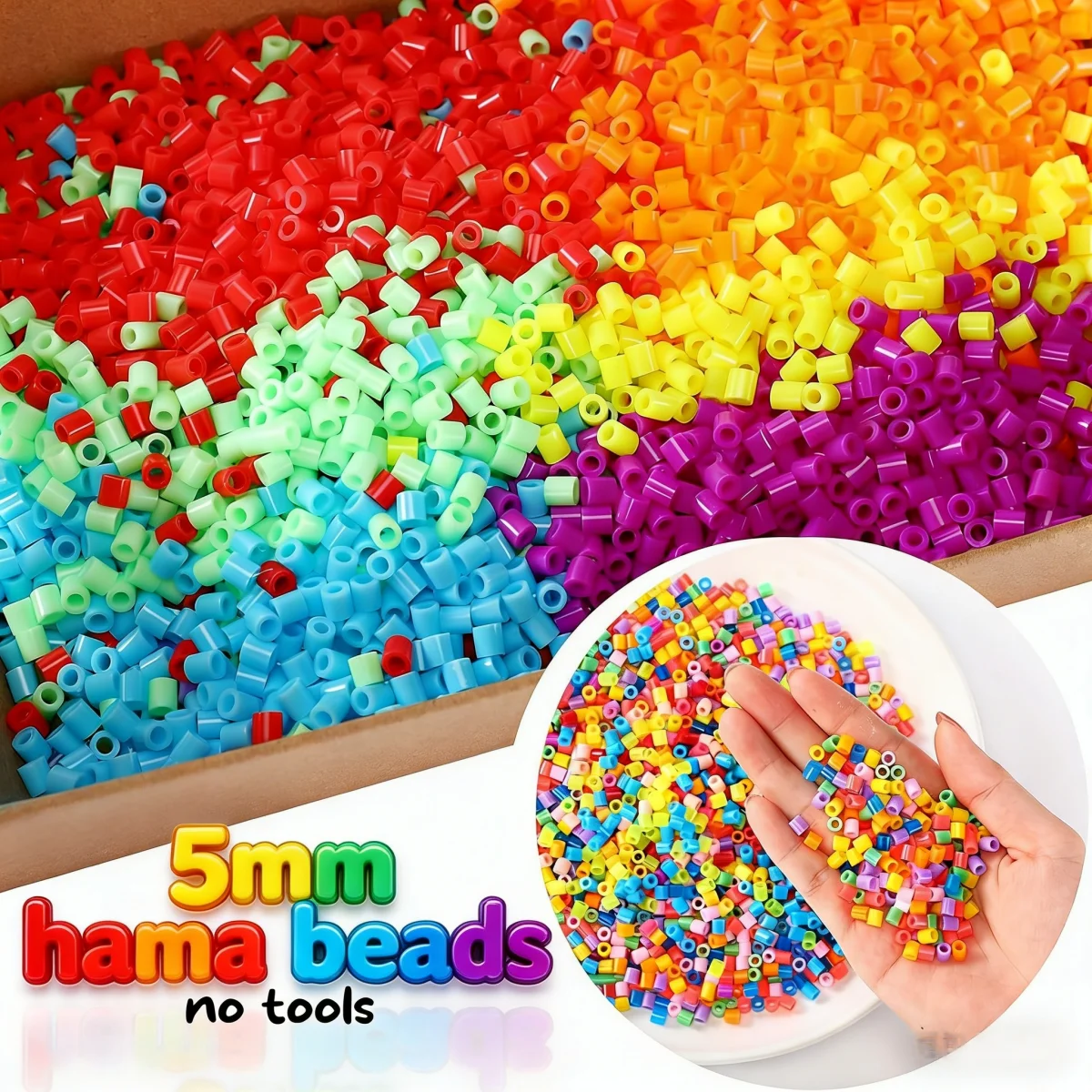 새로운 색상 5mm 1000pcs 아이언 비즈 어린이용 하마 비즈 퓨즈 비즈 Diy 퍼즐 미디 펄러 비즈 품질 선물