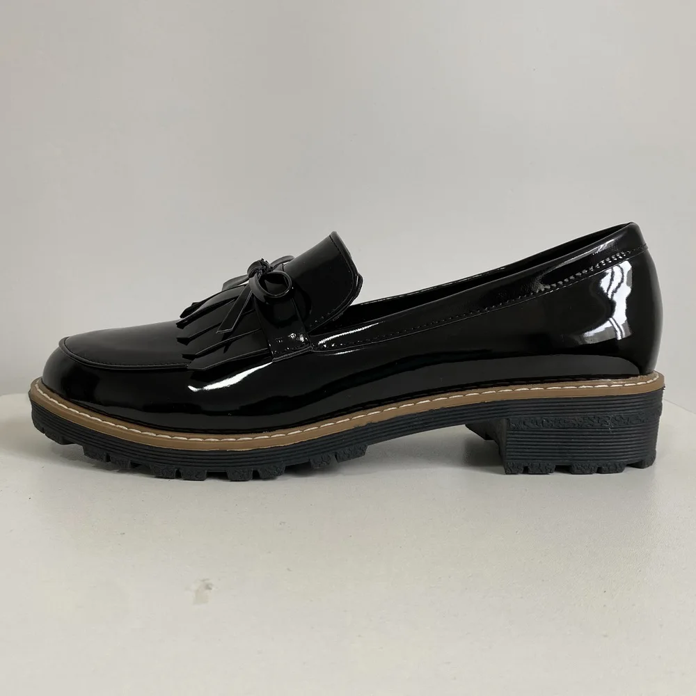 Plus Size 41 42 43 Oxford Shoes for Women Patent Leather Shoes Woman Bowknot Slip on Women Flats Tassels Ladies Leather