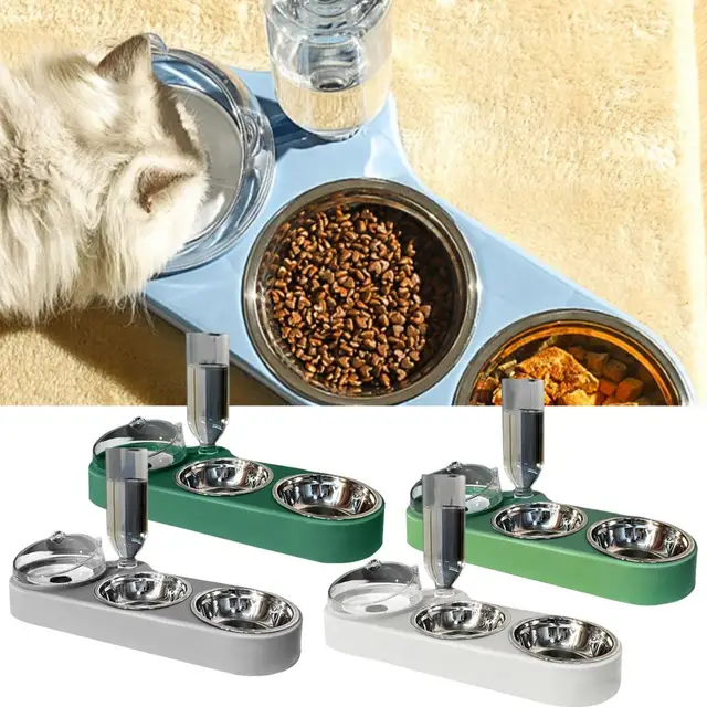 High-Capacity Pet Feeder Bowl Set with Beveled Mouth Automatic Drinking Water Splash-Proof Multi-Functional Cat Dog Food Bowl