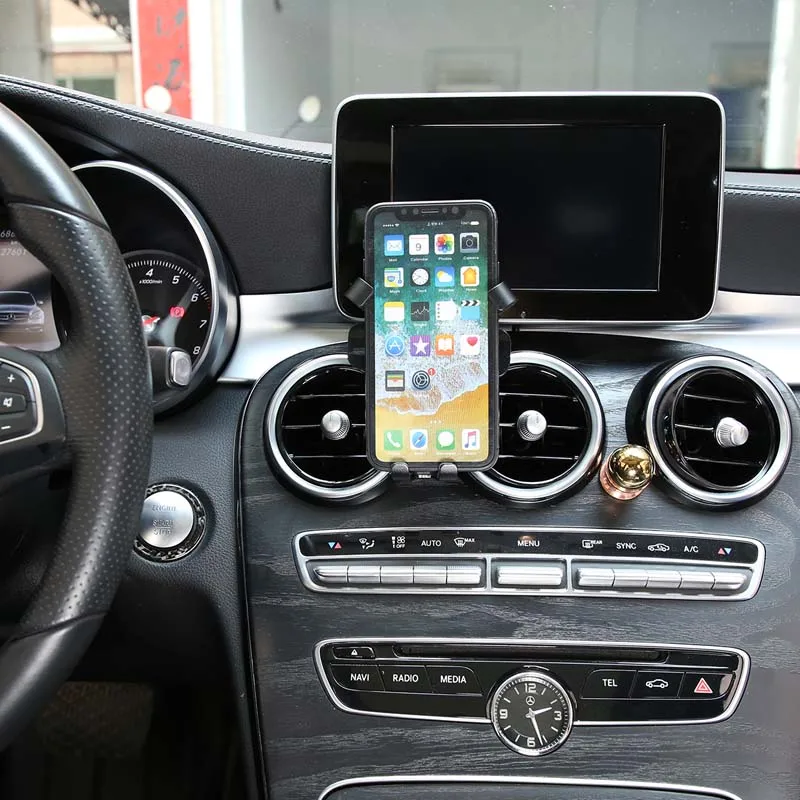 메르세데스 벤츠 C 클래스 W205 GLC X253 2015-2018 ABS 블랙 센터 폰 마운트 홀더 브래킷 GPS 네비게이션 브래킷 액세서리