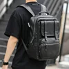 Simple Fashion Men's Backpack Soft Pu Leather Backpack Men Large Capacity 14inch Laptop Bag Students Schoolbags Travel Back Pack 1