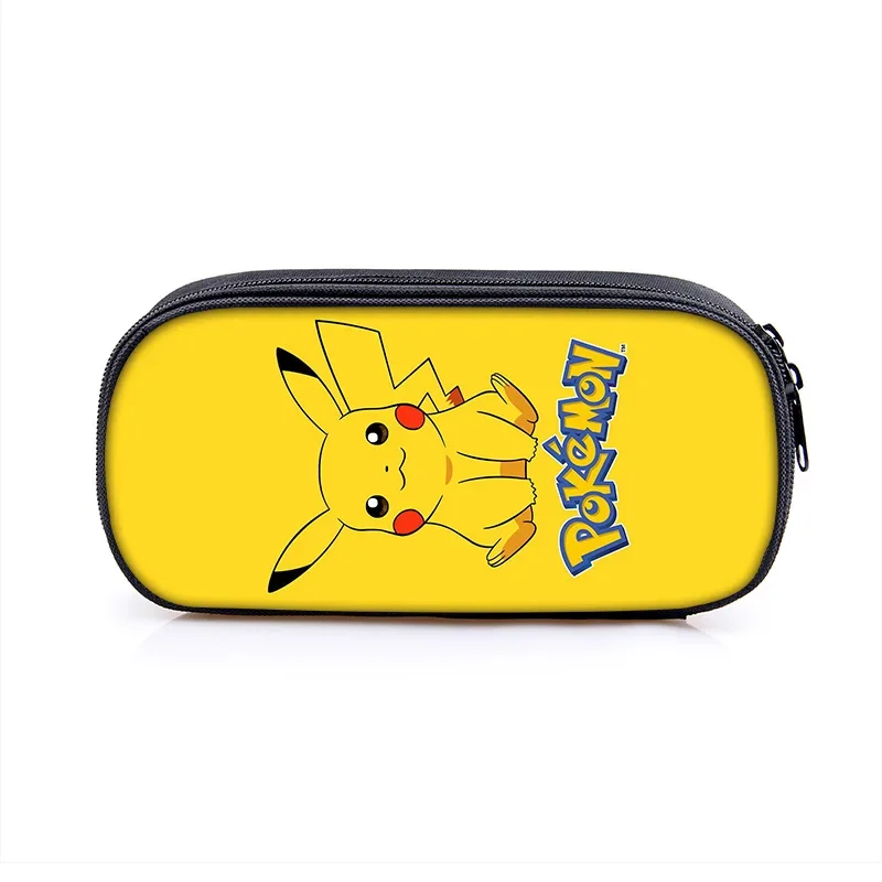 Pikachu Student Stift Tasche Pokemon Cartoon Peripherie Polyester hohe Kapazität ein schicht ige Briefpapier Bleistift Tasche für Jungen und Mädchen