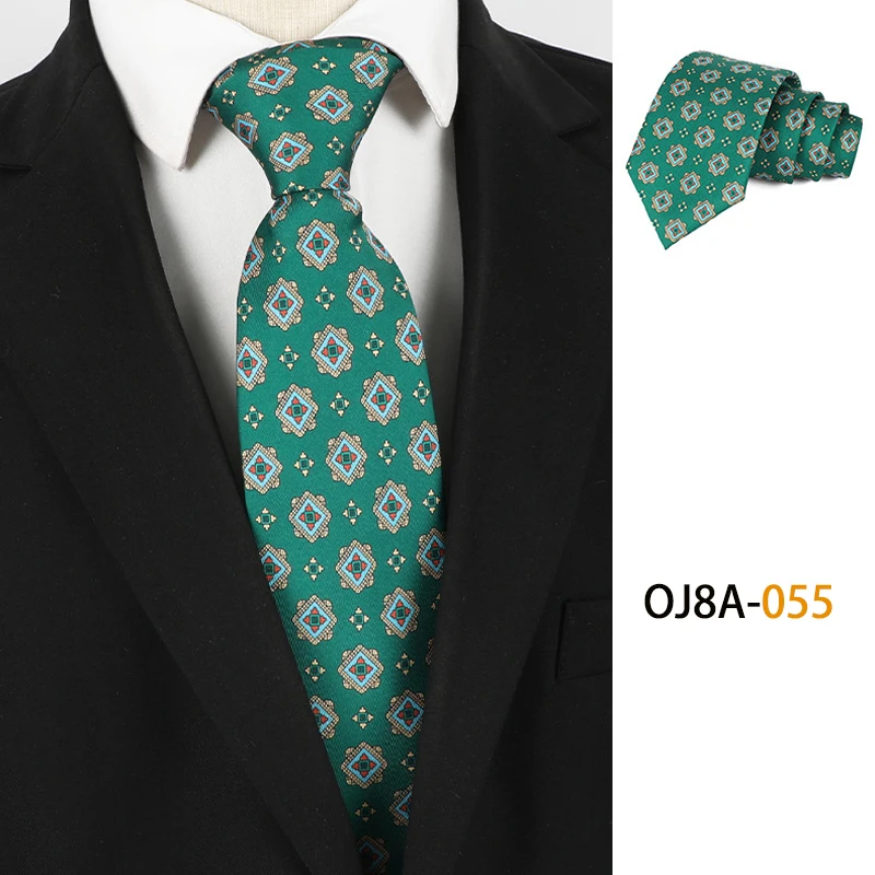 Modische 8 cm Herren-Krawatte, gutes Handgefühl, Druckmuster, klassische Krawatten für Herren, Polyester, Blumenmuster, formelle Business-Hochzeitsaccessoires – Detail 12