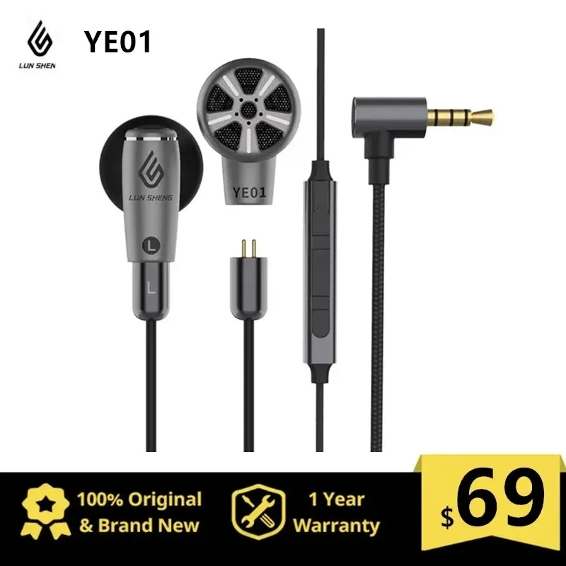  LUN SHENG YE01 flat head plug headset HIFI bass 0.78mm wired fever grade with wheat 8 replaceable line double pin type Earphone