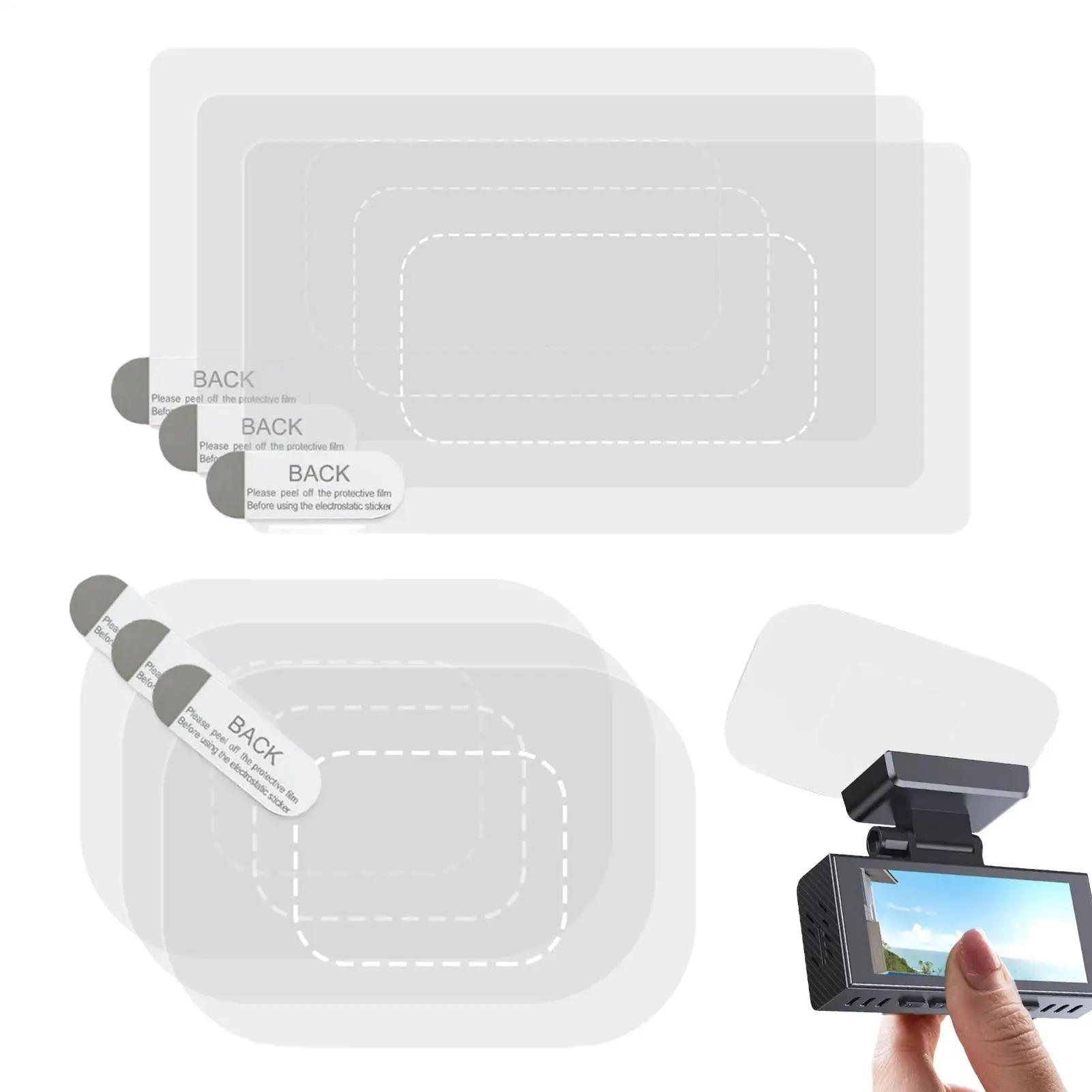 6pcs Electrostatic Films For Dashboard Cameras Windshield Mount Dashcams Stability Transparent Antifall Clear Adhesive Sticker