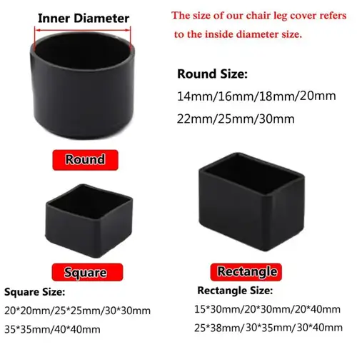 Square Silicone Chair Leg Caps Non-slips Table Foot Dust Cover Socks Floor Protector Pads Pipe Plugs Furniture Leveling Feet - Image 2
