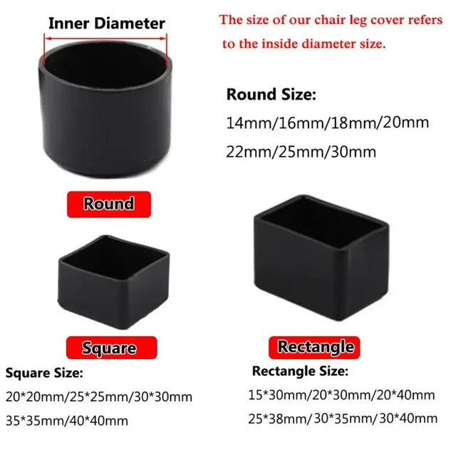 Couvre-pieds de chaise carrés en Silicone, antidérapants, couvre-pieds de Table, chaussettes, tampons de protection de sol, bouchons de tuyaux, pieds de nivellement de meubles 2