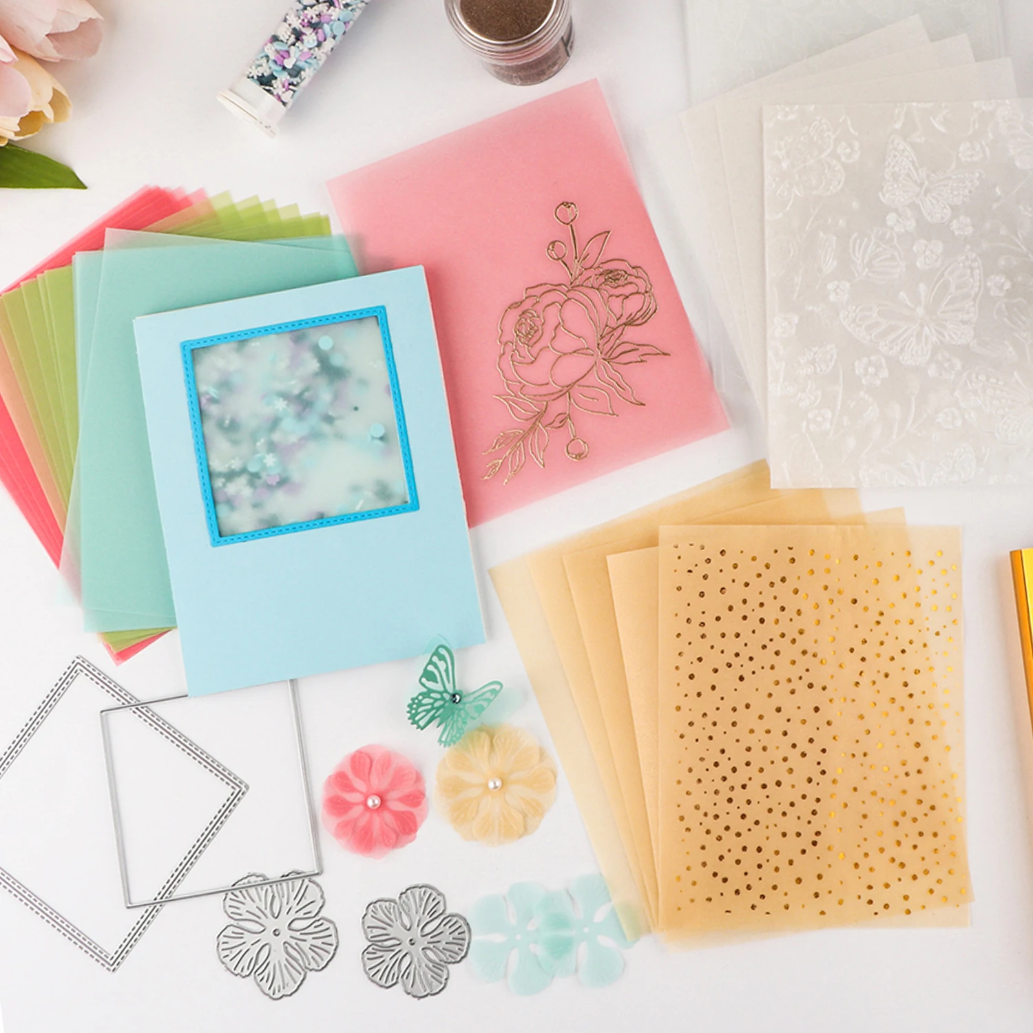 30pcs425x55inchColoredFrostedSmoothVellumPaperSheetsHeat