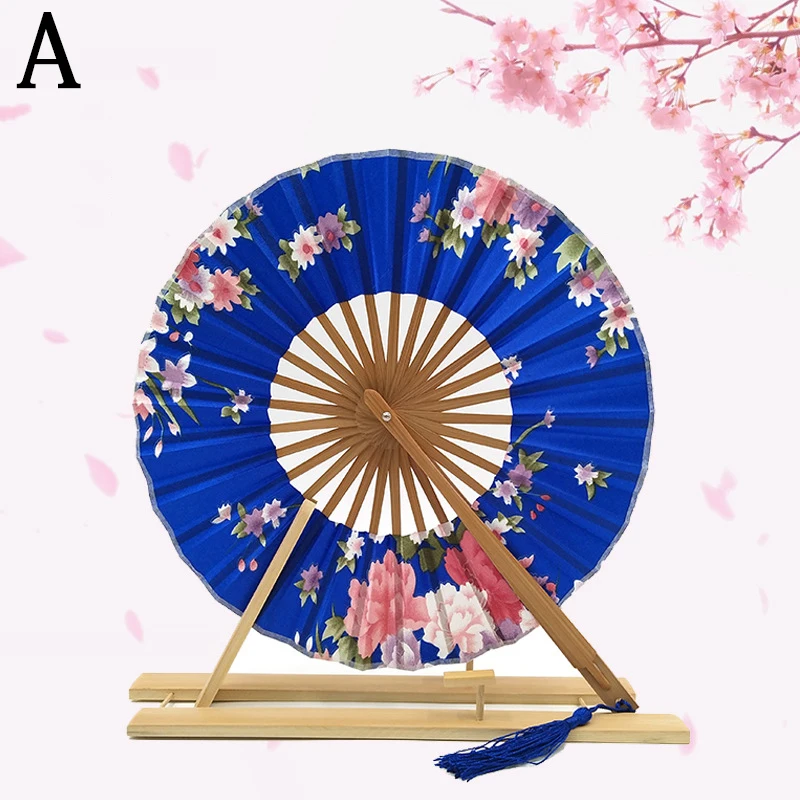 

1PC Performance Japanese Sakura Flower Round Circle Festival Gift Round Circle Printed Art Folding Fan Party Decor