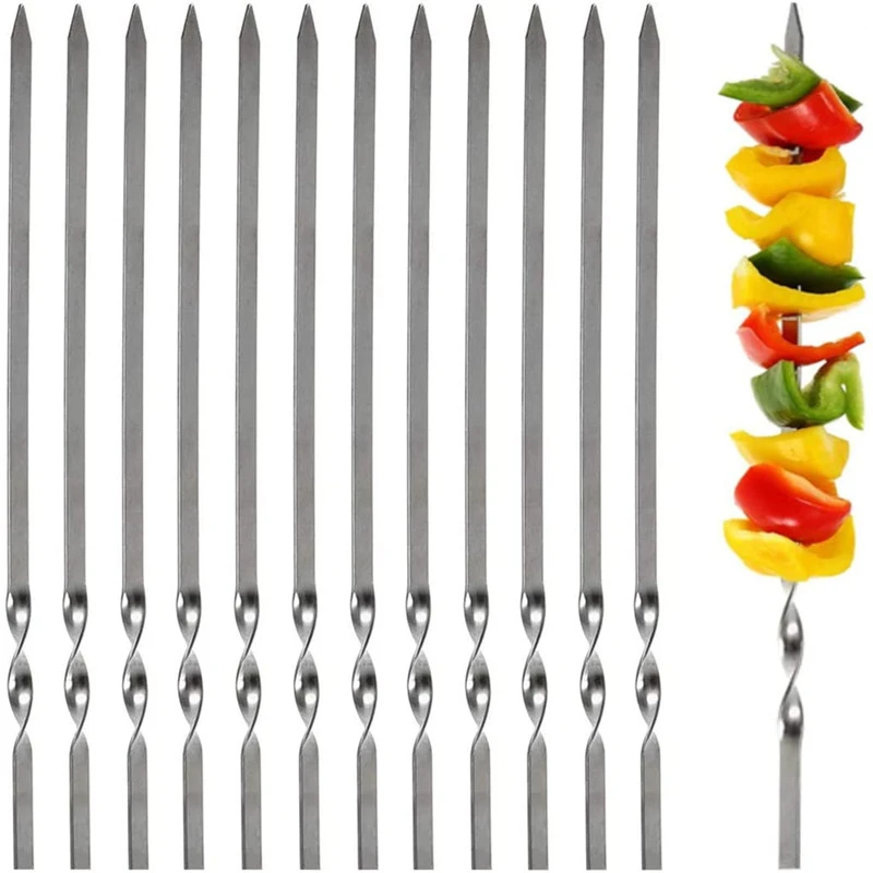 20pcs Steel Barbecue Sticks Kitchen Accessories Grill Skewer 35cm Bbq Needle Stick