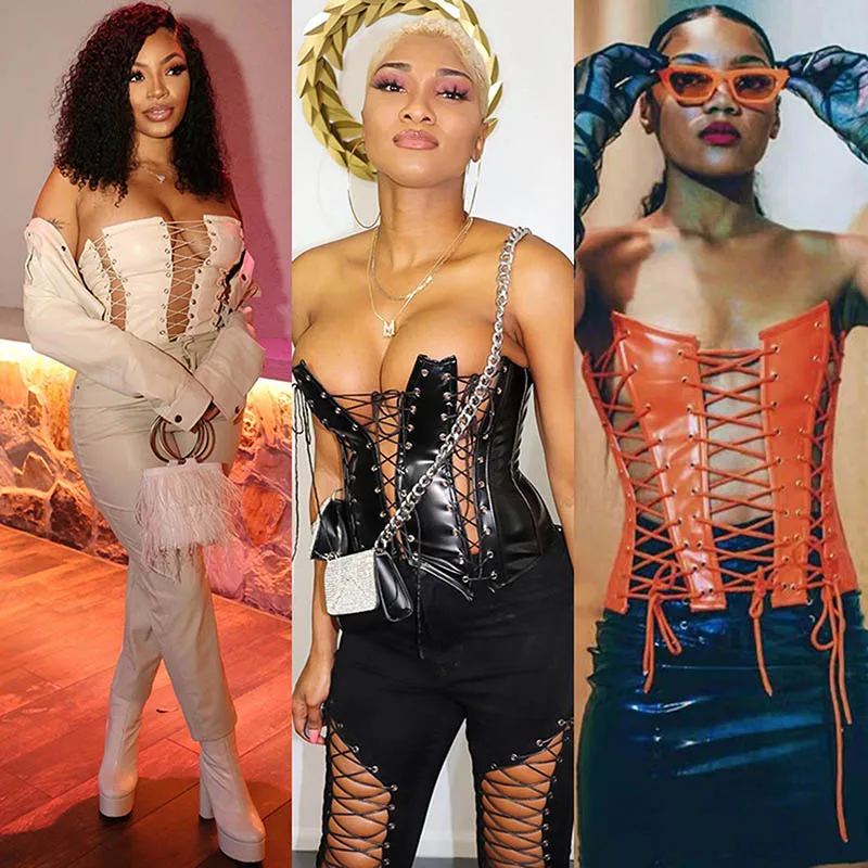 Steampunk Corsets Tops Women Sexy Gothic Lace-up Lingerie Hollow Out Black Corselet Overbust