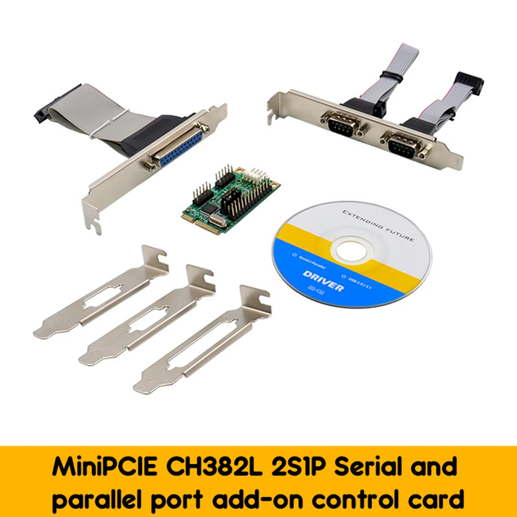 미니 PCIE 직렬 및 병렬 포트 추가 제어 카드, 산업용 등급 멀티 I/O 제어 확장 카드, CH382L, 2S1P