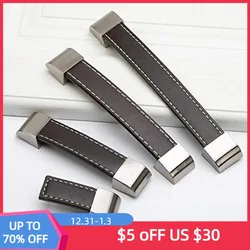 Leather Cabinet Drawer Knobs Kitchen Closet Furniture Handles Wardrobe Door Dressing Table Suitcase Pulls Shoe Cupboards Handle