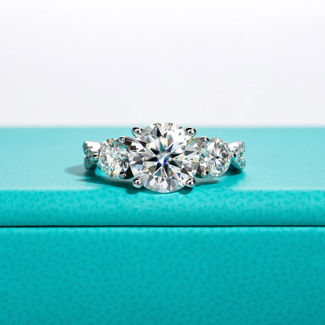 AnuJewel 4.25cttw Moissanite Infinity Engagement Rings D Color 925 Sterling Silver 3 Stone Wedding Anniversary Ring For Women 2