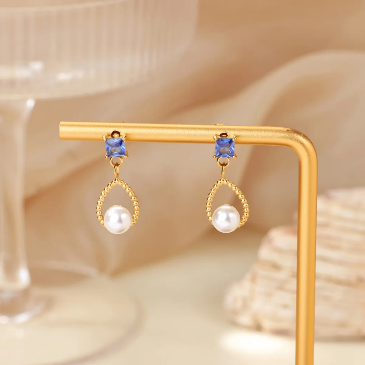 Earrings Imitation Pearl Zircon