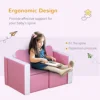 Kids Leather Sofa Armchair Multi-functional Table Chair Set Storage Pink 4