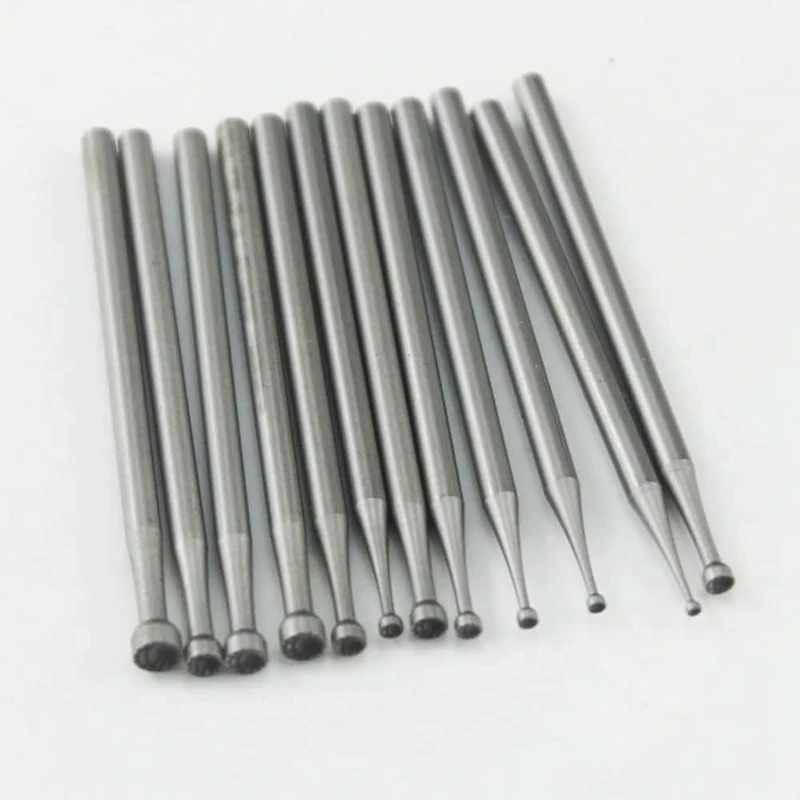 HOT 12 Pcs Round Cup Burr Set, 3/32Inch Shank Wire Rounder Bits Jewelry Carving Bits (0.8-3.0mm)