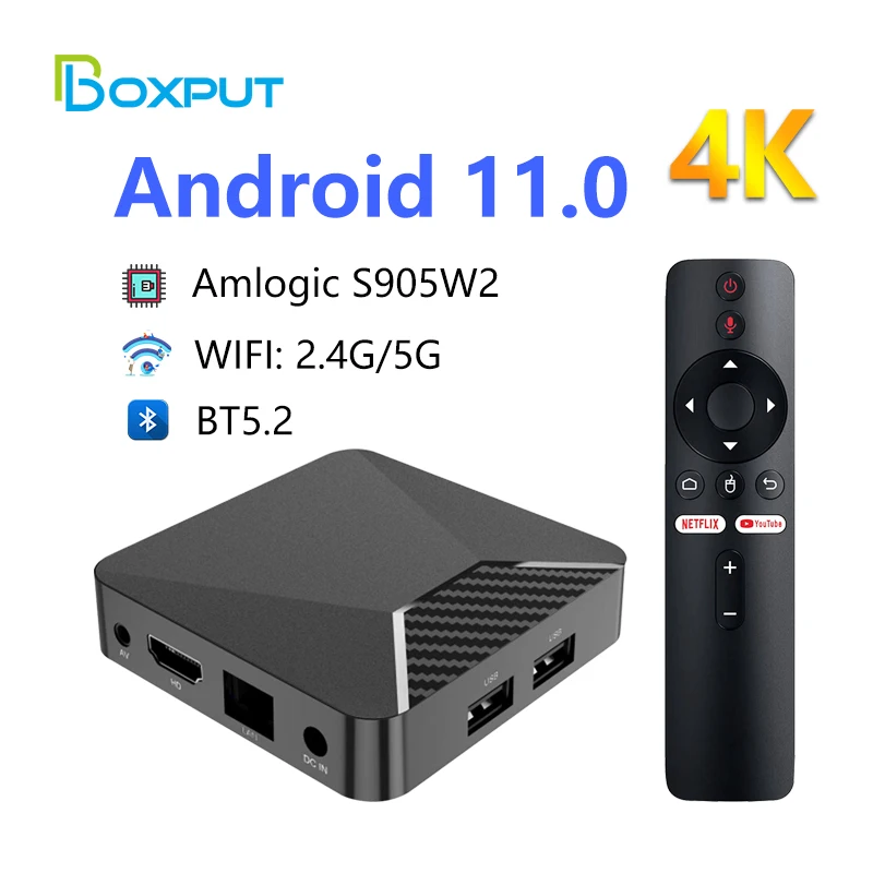 Boxput Iatv Q5 Plus Mini Smart Tv Box Bt5.2 100M Android 11 Tv Box Amlogic S905W2 4K Hdr 2.4G/5G Wifi Set Top Box Lettore Multimediale