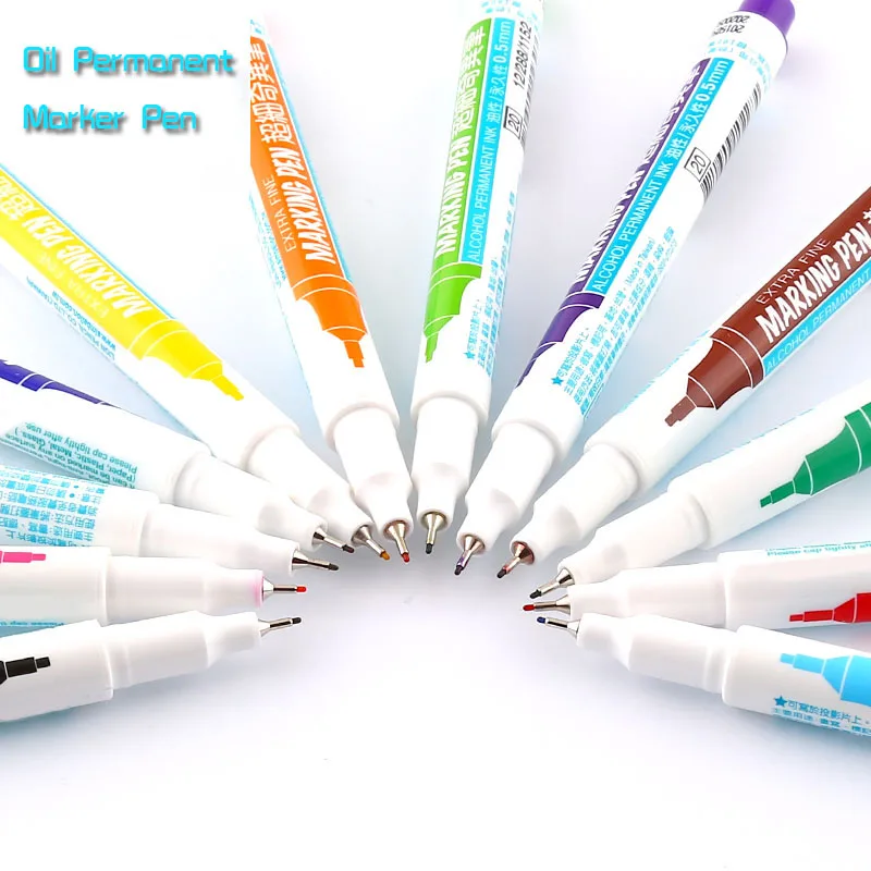 0.5 mm 12 Colors Fine Marker Pen Alcohol Base Ink Permanent Mark On Film/Wood/Cloth/Metal/Glass permanent marker pen marker pens permanent marker permanent markers markers pen art markers art marker pen