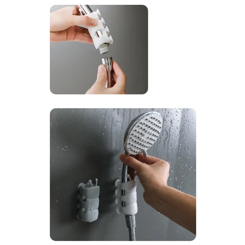 Description Picture 3 of item2/3pcs Suction Cup Brackets Removable Silicone Shower Head Holder Wall Mount Shower Head Storage Shelf Rack Bathroom Supplies