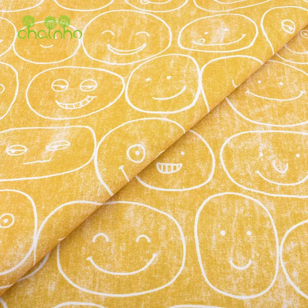 Chainho,Plain Weave Cotton Fabric,Handmade DIY Quilting Sewing Material,Patchwork Cloth,8 Yellow Series,20x25cm/Piece,15CD37