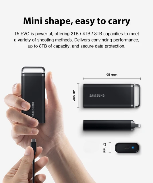 100% Original Samsung Portable SSD T5 EVO 2TB High Speed USB 3.2 