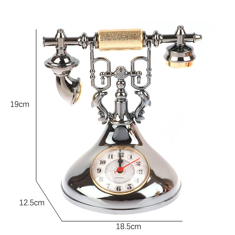 Retro Telephone Alarm Clock For Home Room Bedside Table Decoration