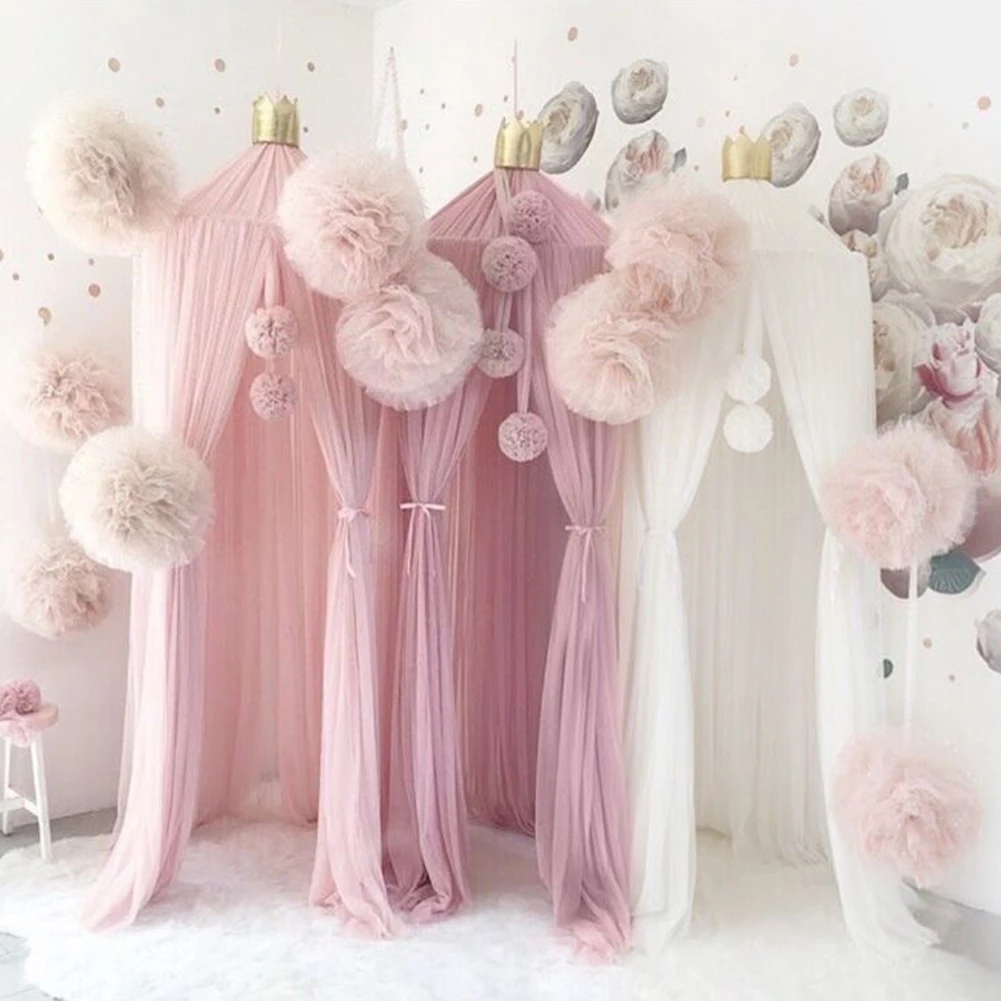 25Cm Princess Chiffon Ball Canopy Bed Curtain Net Ball Summer Curtain Net Ball Decorazione Della Stanza Delle Neonate