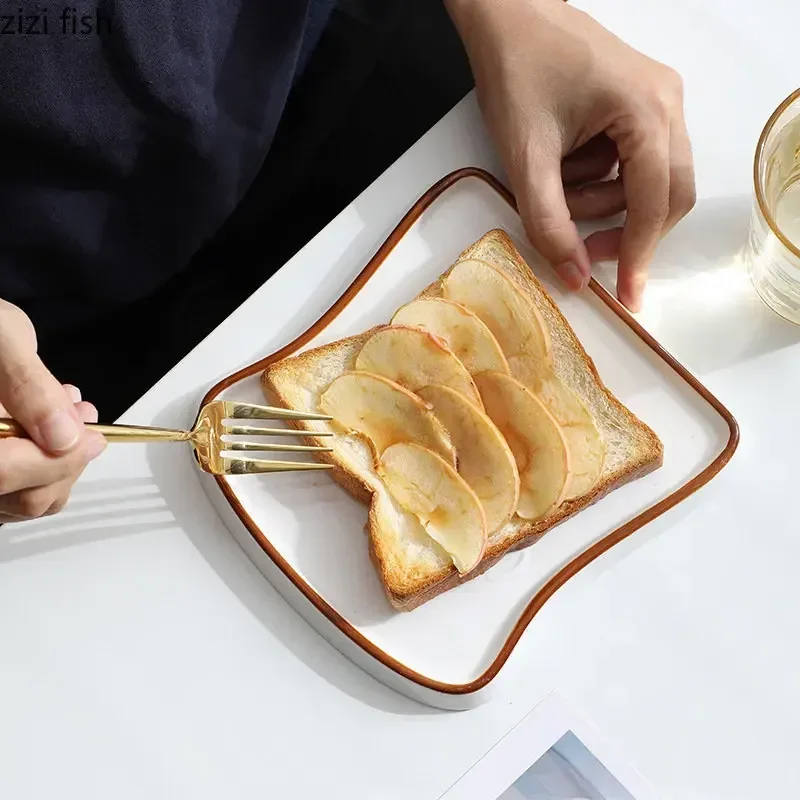 Ceramic Dinner Plate Creative Household Bread Plate Toast Dessert Plates Plates Cake Breakfast Tableware Ceramic