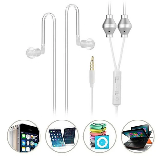 Air Tube Headset w/Mic 3.5mm In-Ear Security Earpiece Noise Canceling  Headphone Anti-Radiation Stereo Earphone for iOS/Android