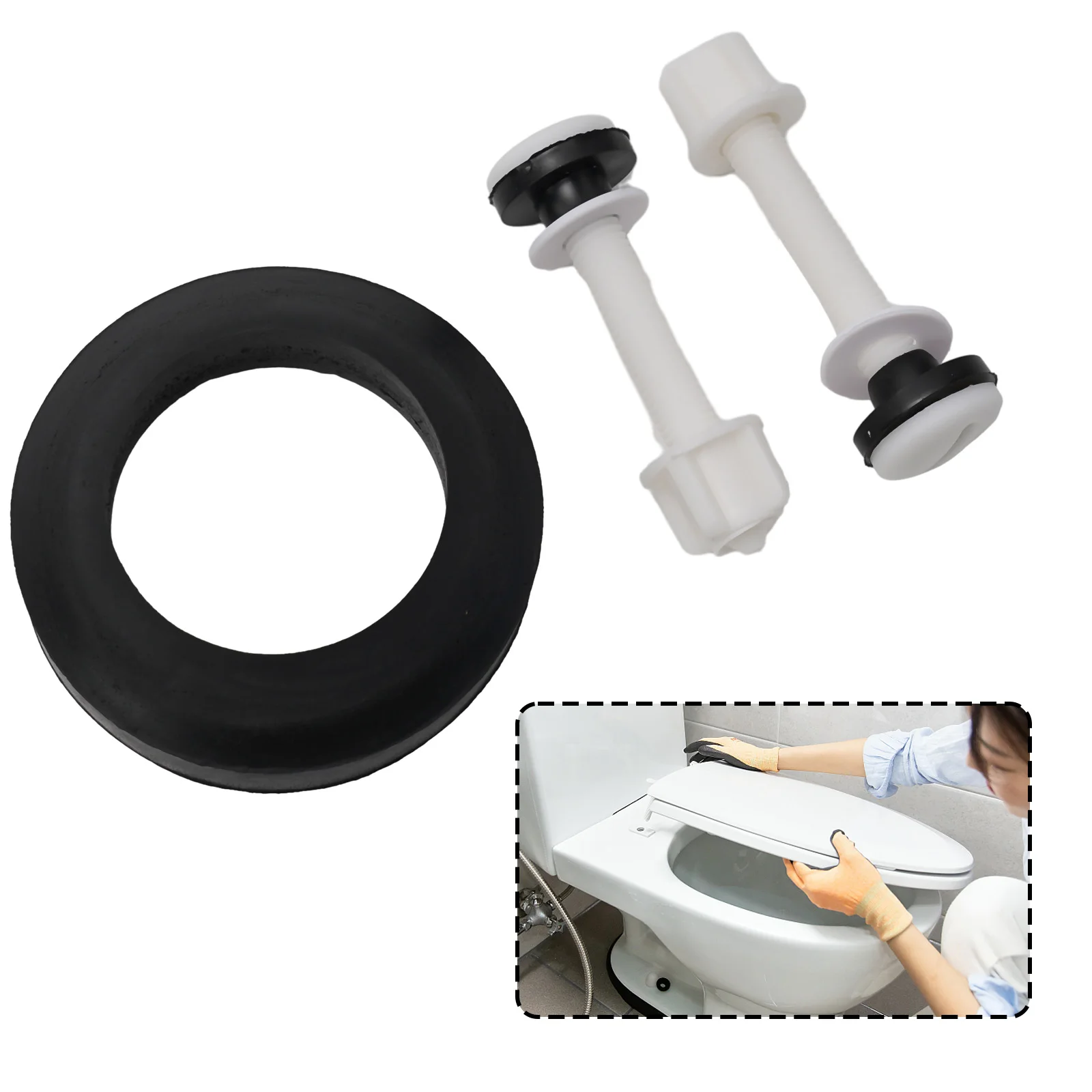 Toilet Hinge Coupling Bolts Nuts Rubber Toilet Cistern Seal
