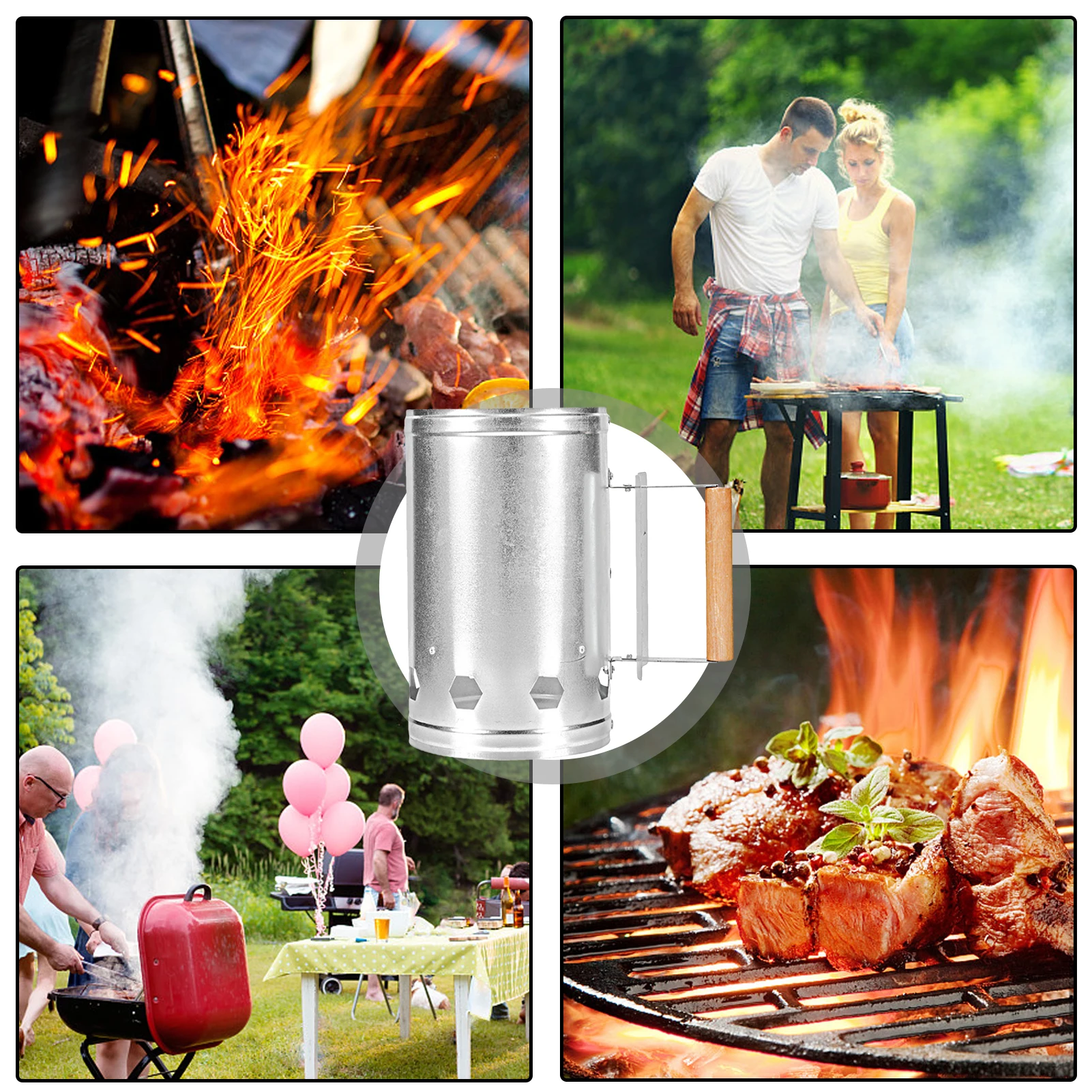 Fire Burning Barrel Metal Burn Bucket for Outdoor Camping Fire Pit Anti Slip Rust Proof Grill Charcoal Fast Stove Barrels