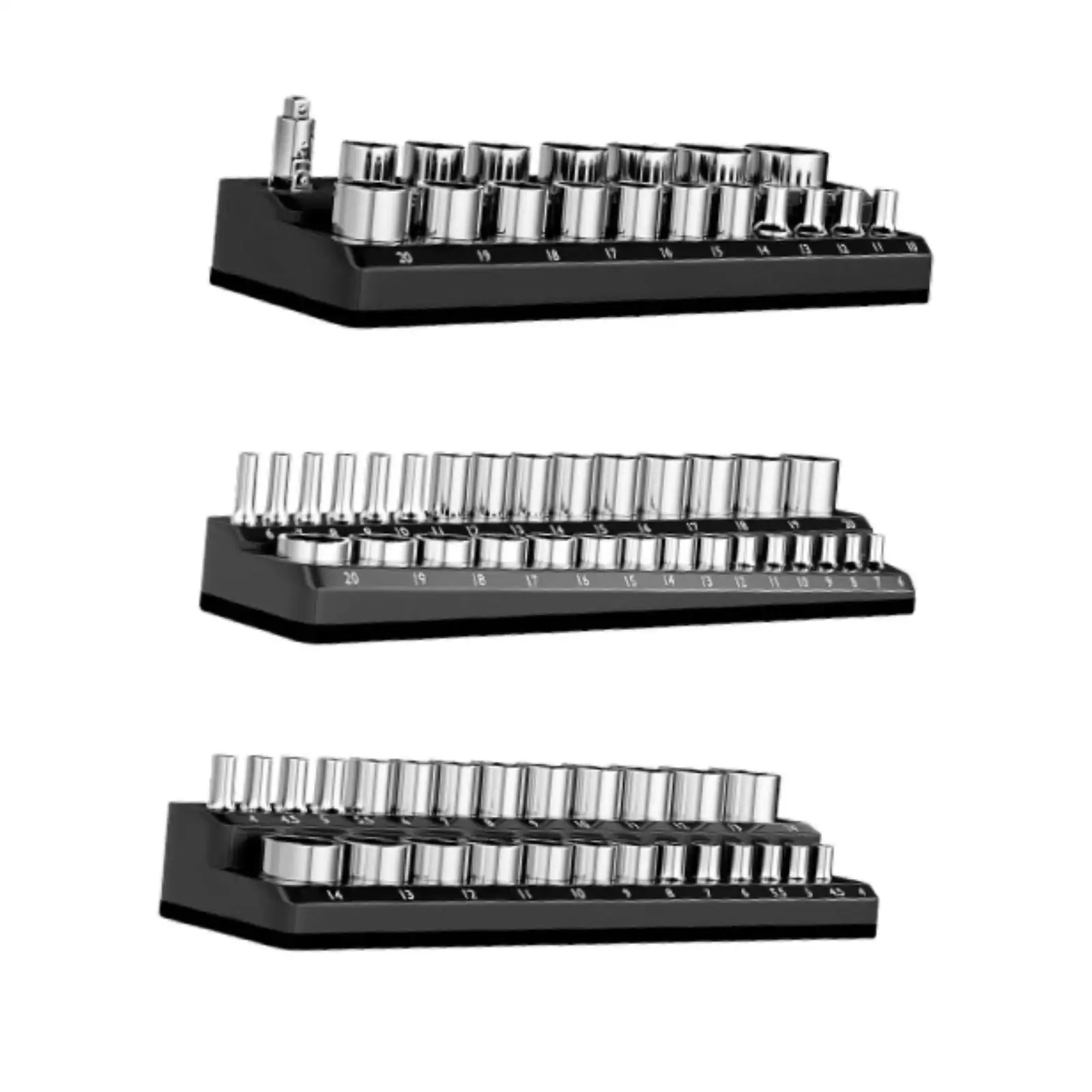 3Pcs Magnetic Socket Organizers Wear Resistant Lightweight Utility Multipurpose Socket Holders Portable for Workbench Tool Box