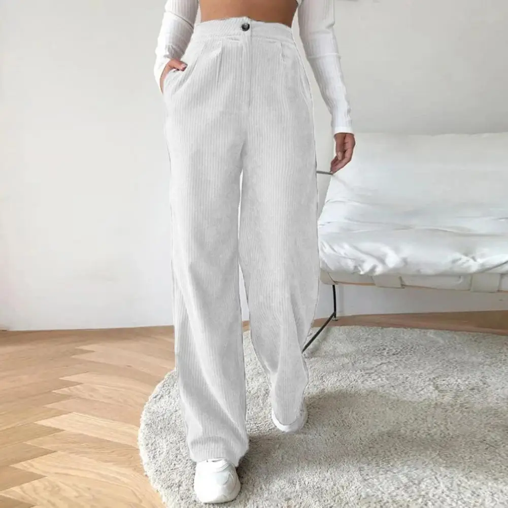 

New Women'S Spring Autumn Winter High Waist Draping Straight Tube Wide Leg Pants Versatile Casual Sunscreen Pockets Trousers