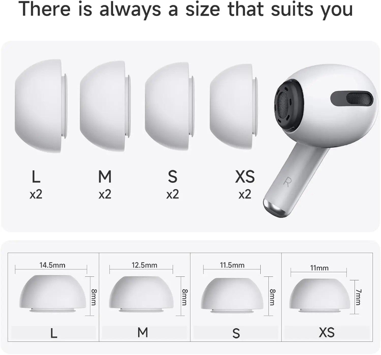 1-12Pair Soft Silicone Eartips XS/S/M/L Earplugs for Apple AirPods Pro 3rd Gen Replacement Earbuds Cover Plug for AirPods Pro 3