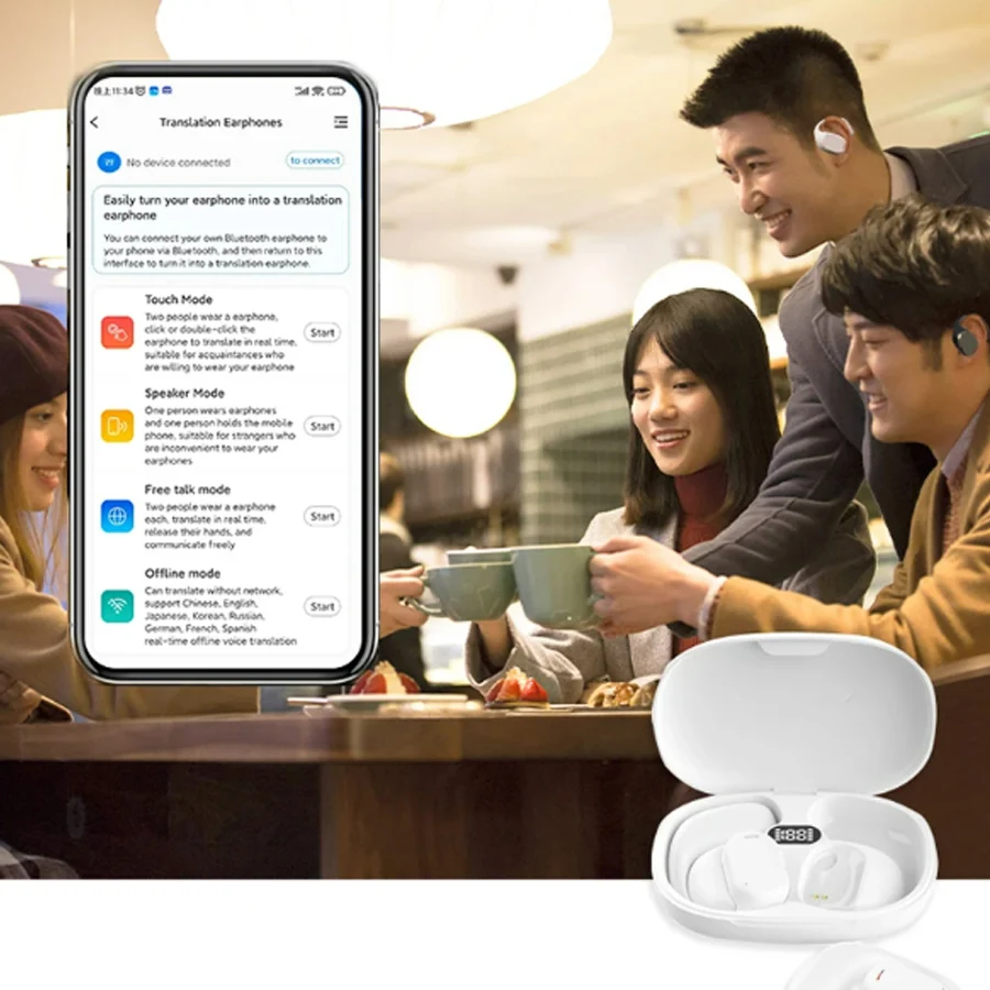 3in1 Wireless Translation Earbuds Support 144 Languages and Accents Translate Music and Calls translator earbuds,translator earphones,voice translator,language translator,wireless earbuds,translation headset