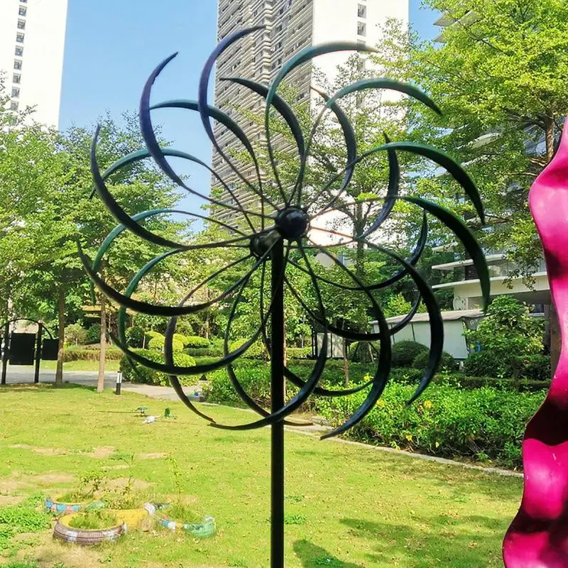 

Garden Park Crafts Double Rotating Insert Decorative Export Rainbow Color Iron Windmill Outdoor Wind Catchers Art Spinner