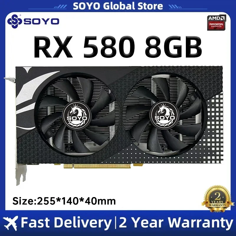

Видеокарта SOYO RX580 8 Гб GPU GDDR5 256Bit 8Pin PCIE 3,0 × 16 для майнинга, игровой настольный компьютер, видеокарта