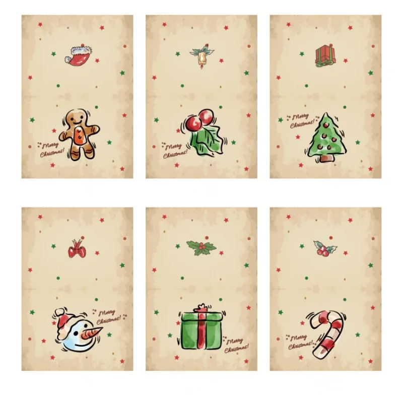 Acheter 1 ensemble de cartes de vœux de noël avec enveloppes autocollantes,  carte de joyeux noël de Style Vintage pour cadeaux de noël festifs