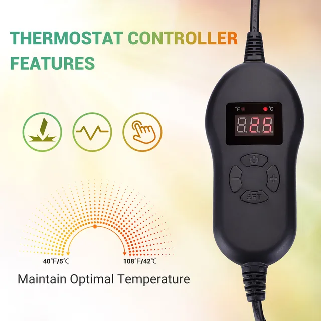 A Lerway Fűtőszőnyeg Termosztáttal Támogatja Csírázó Növények Növekedésének Hőmérsékletét, 21Wat 220 V, 25,4 Cm*50,8 Cm - Image 3