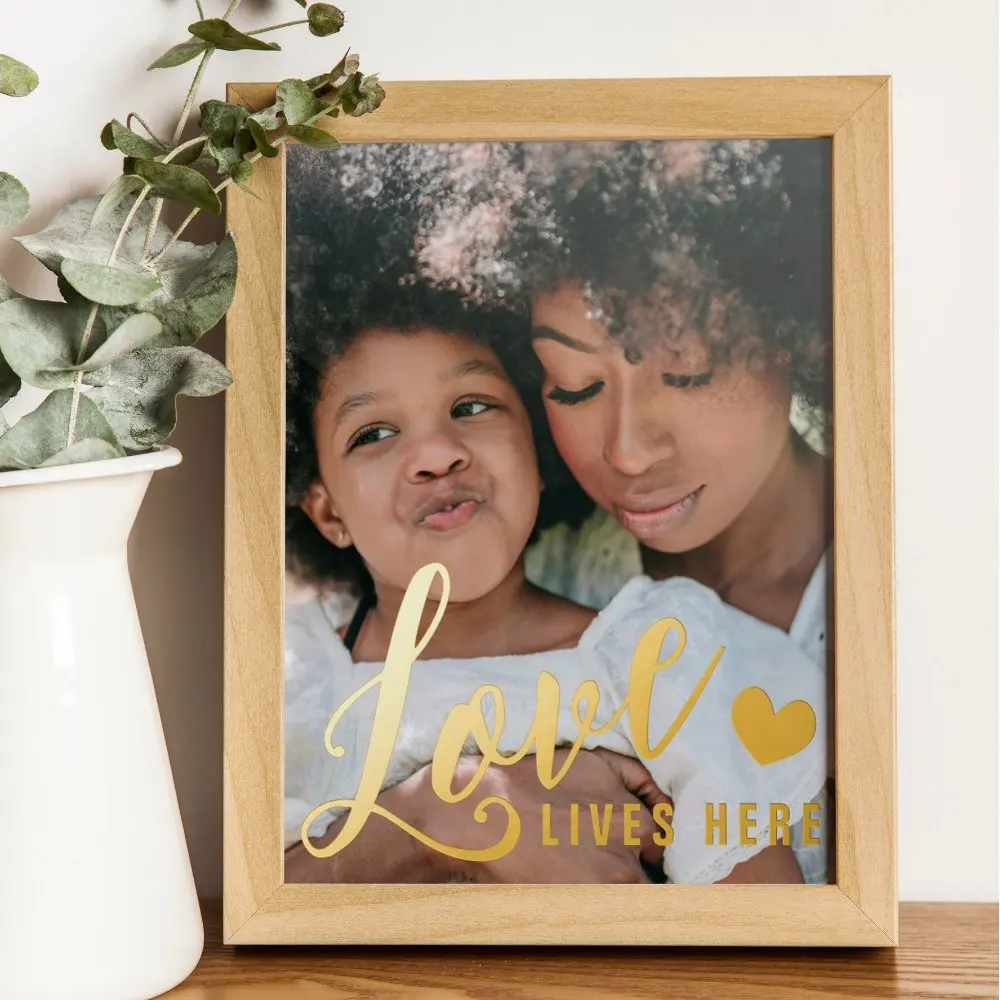

Фотография семьи «Love Lives Here», постер с изображением семьи из золотой фольги, декор для комнаты, современный домашний настенный винтажный Декор без рамки