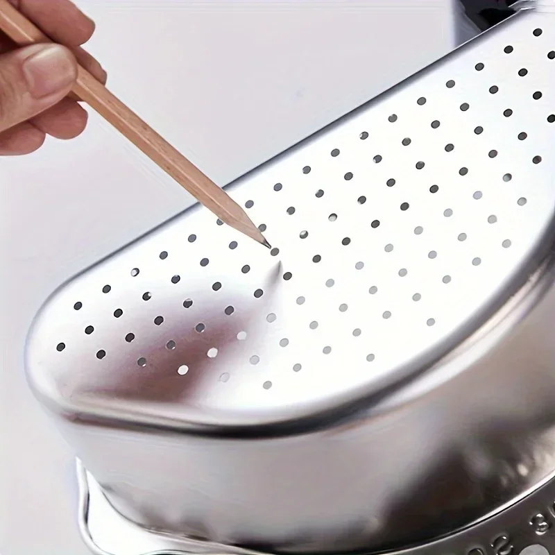 Description Picture 2 of item1pc, Kitchen Sink Triangle Drain Storage Rack, Food Grade 304 Stainless Steel Drainage Basket, Sink Filter Basket